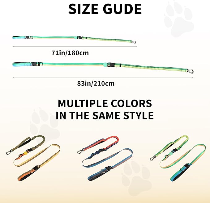 ‌EVERKING 6ft Hands-Free Dog Leash - 6-in-1 Adjustable with 360° Rotating Buckle, Night Reflective & Shock Absorbing for Large/Small Dogs (Up to 120lbs) (Green)