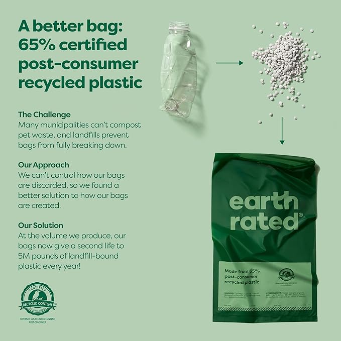 Earth Rated Dog Poop Bags, Thick Grab and Go Single Roll, Ideal for Backyard Pickups, Lavender Scented, 100 Count (Pack of 2)