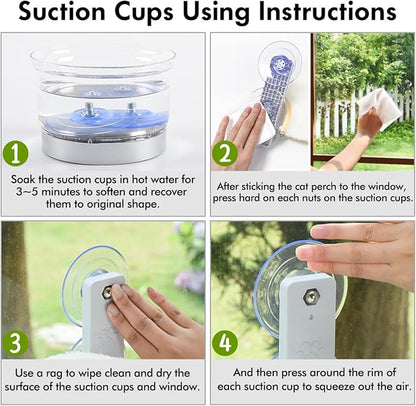 AMOSIJOY 4 Pack Cat Window Perch Suction Cup, Strong Adhesive Replacement Suction Cup with Screws for Foldable & Cordless Cat Window Hammock Seat
