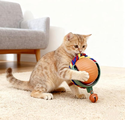 Interactive Cat Toy Ball with Bell, Moving Cat Toys Ball for Indoor Cats, Fast Rolling on Carpet, USB C Charging Automatic Kitten Toys for Bored Cats