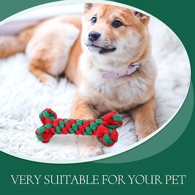Dog Chew Bone Shaped Cotton Rope Interactive Molar Chewing 15cm for Pet Dogs Teeth Cleaning and Tug Play