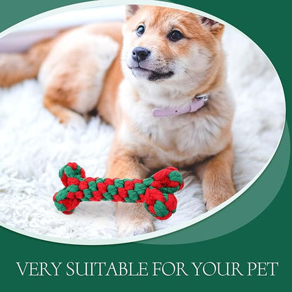 Dog Chew Bone Shaped Cotton Rope Interactive Molar Chewing 15cm for Pet Dogs Teeth Cleaning and Tug Play