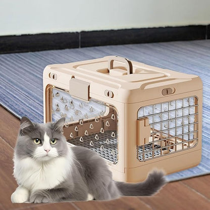 Folding Puppy Crate, Cat Travel Cage, Portable Dog Kennel, Pet Carrier for Small Dogs, Light Pink