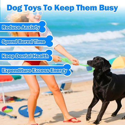 Mity rain Summer Dog Toys Set - Interactive Dog Toys Pack for Small/Medium/Large Dogs, Dog Toys Gifts of Squeaky Toys Rope Toy Plush Toy Dog Costume for Teething Bulk