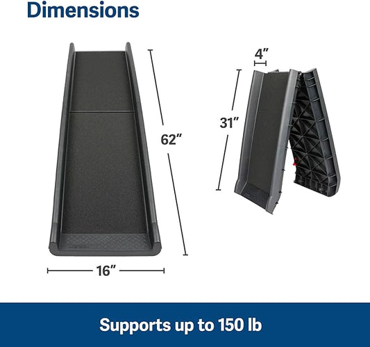 PetSafe Happy Ride Folding Dog Ramp - SUV Compatible Lightweight Pet Ramp with High Traction Walking Surface - Joint Strain Protection - Secure Foldable Design for Compact Storage