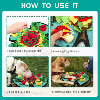 AWOOF Snuffle Mat for Dogs,19" x 19" Interactive Dog Puzzle Toys Encourages Natural Foraging Skills,Durable Dog Feeding Mat for Boredom and Mental Stimulation for Large, Medium and Small Dogs