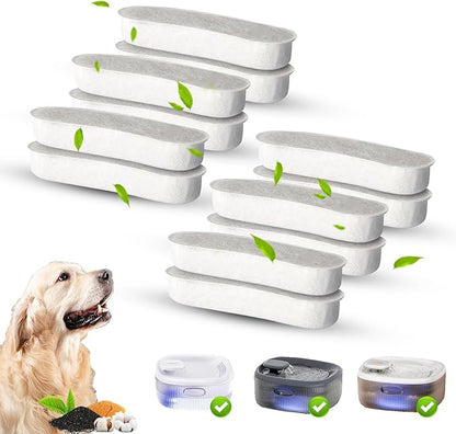 12 Pack Replacement Filters Compatible with WOPET 6L/205oz/1.7Gal Dog Water Fountain, 6 Month Set for Large Dogs Water Bowl Dispenser, Includes 12 Filters