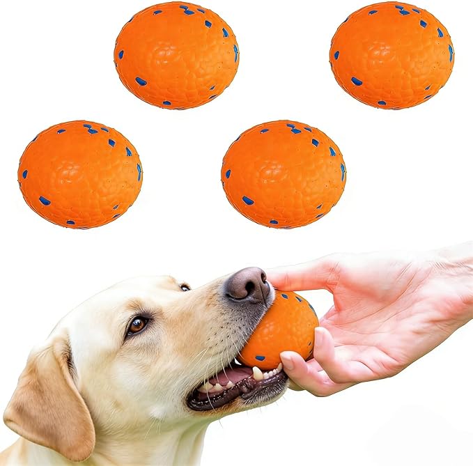 Indestructible Dog Chew Toy for Aggressive Chewers - 4 Pack Interactive Dog Ball，Durable ETPU Toy for Large Medium Small Dogs