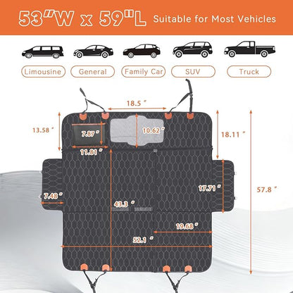 Dog Car Seat Cover, Back Seat Pet Cover for Dogs Waterproof Nonslip Dog Car Hammock 5-in-1 Seat Protector for Dogs Durable Soft Seat Covers for Cars,SUV&Trucks