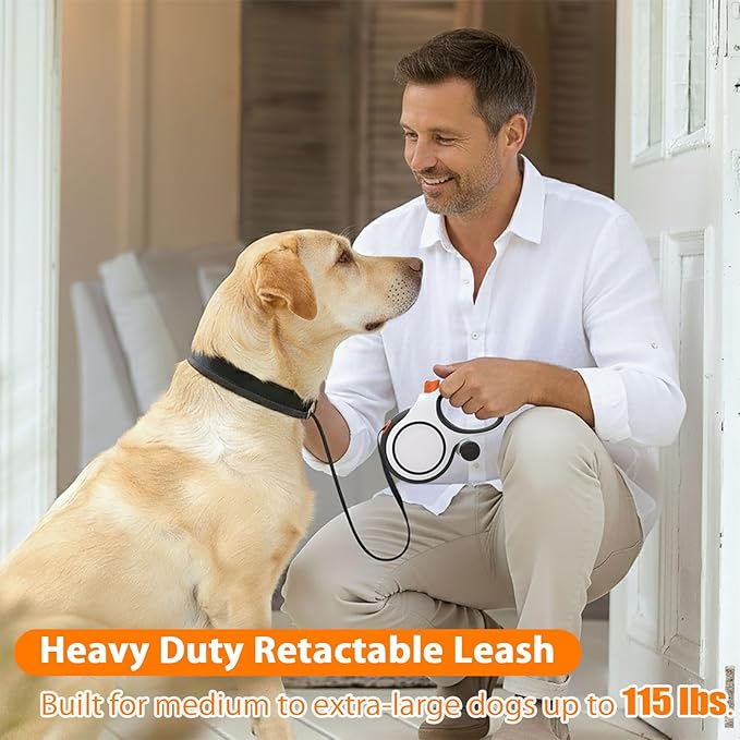 Retractable Dog Leash 26ft Heavy-Duty for Medium & Large Dogs - Upgraded Lock, Tangle-Free, Ergonomic Grip - Perfect for Walking, Running, Outdoor Training