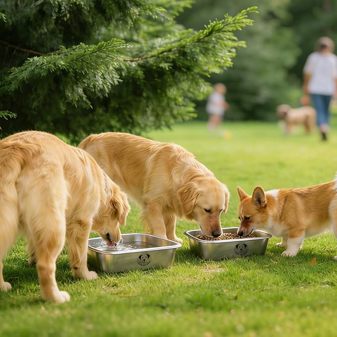 2 Pcs Stainless Steel Dog Bowls for Large Dogs, High Capacity Metal Dog Food Bowls, Food and Water Bowl for Large, X-Large, and Big Dogs 1.25 Gallons
