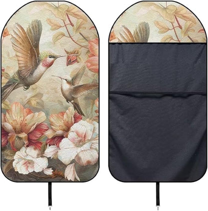 Coldinair Hummingbird Floral Car Seat Protector from Sweat, Food, Dirt After Gym, Swimming,Universal Towel Car Seat Covers Front Seats Only for Auto, Truck, Van, SUV
