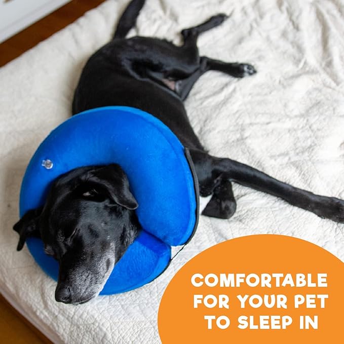 BENCMATE Inflatable Dog Cone Collar Alternative, Soft Dog Cone for Small Medium Large Dogs and Cats, Neck Recovery ECollar Donut Collar After Surgery (Large, Dark Grey)
