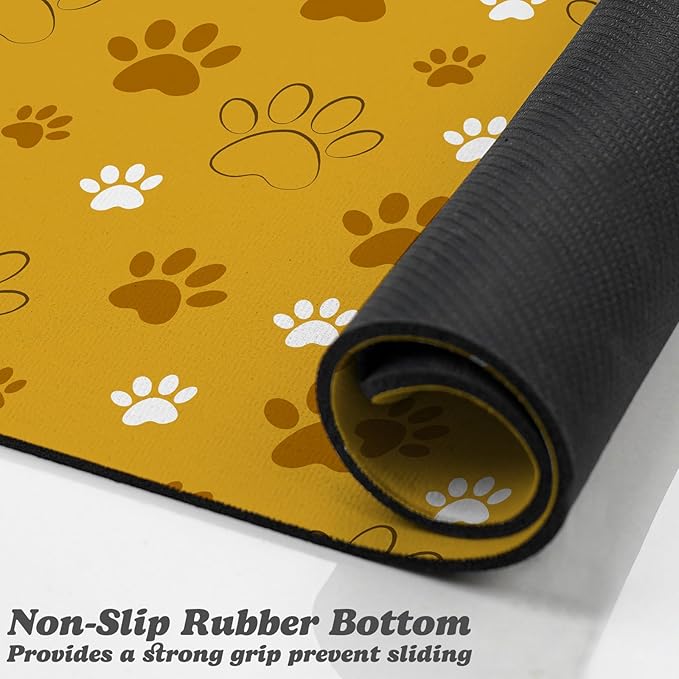 Dog Food Mat, Absorbent Water Bowl Mats Cat Pet Feeding Placemats Yellow 16 * 24 inch