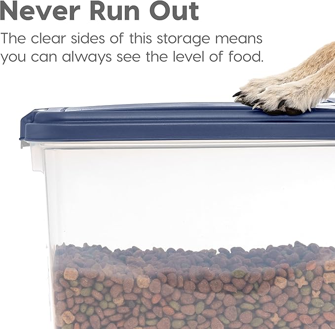 IRIS USA Dog Food Storage Container 30 lb + 11 lb, Stackable Combo Set, Airtight Pet Food Storage Bins with Wheels for Dog Cat Bird Chicken Food, BPA Free, Made in USA, Navy