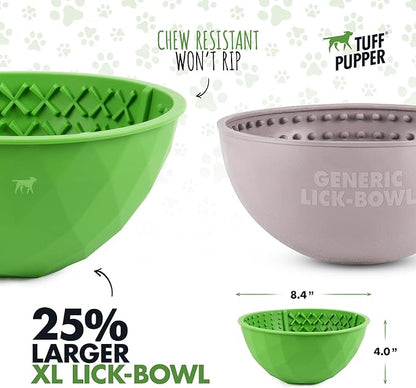 Tuff Pupper XL Dog Lick Bowl | Thick Silicone Lick Mat | Long Lasting 4 Texture | Large Slow Feeder Bowl | Calms Anxiety & Boredom | Stable & Wobble Mode | Easy Clean Dishwasher Safe | NOT for Chewing