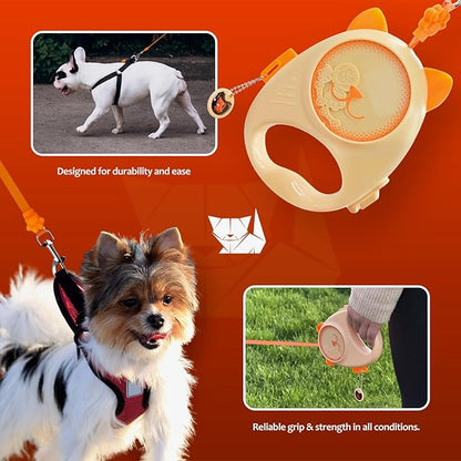 Dog & Cat Retractable Leash, 13ft Strong Nylon Tape with Auto-Locking, Tangle-Free Walking Pet Leash for Small Dogs/Cats Up to 33 lbs, One-Touch Brake, Comfortable Handle, PupPlay Design