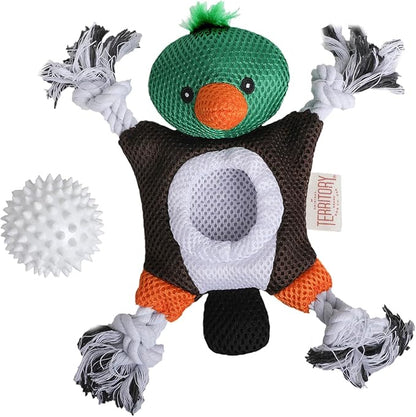 Territory 2 in 1 No Stuffing Removable Fetch Ball Tug Dog Toy for Small Medium Large Dogs, Duck