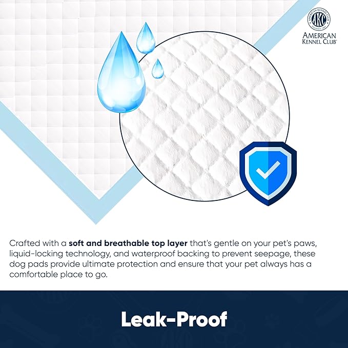 American Kennel Club Scented Puppy Pads –Large Size – 30x26 Ultra Absorbent 6-Layer Pee Pads with Odor Control & Quick-Dry Gel – Fresh Scent – 50 Count (Fresh Scented, 22 x 22 - 50 Count)