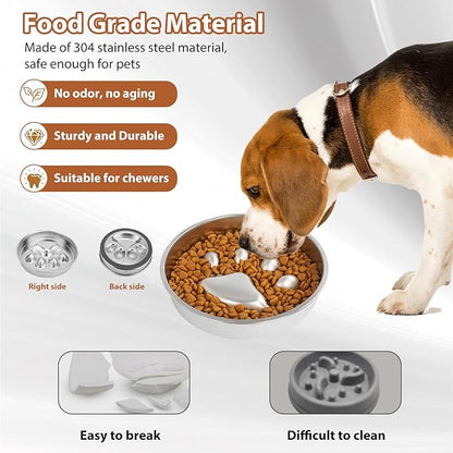Metal Puppy Slow Feeder Bowl Stainless Steel Non-Slip Dog Food Bowls, Fun Bloat Stop Pet Bowls Dogs Water Bowl for Small & Medium Sized Dogs to Slow Down Eating (C)