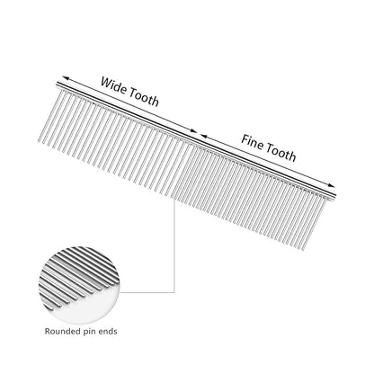Metal Comb for Dogs - Stainless Steel Dog Grooming Comb Set, 4 Pack Pets Flea Remova Tool - 6.3IN/7.4IN