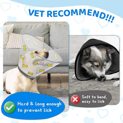 Supet Dog Cone Collar After Surgery to Stop Licking: Adjustable Recovery Elizabeth Collar Alternative for Large Medium Small Dogs, Plastic Pet Head Neck Cone (M)