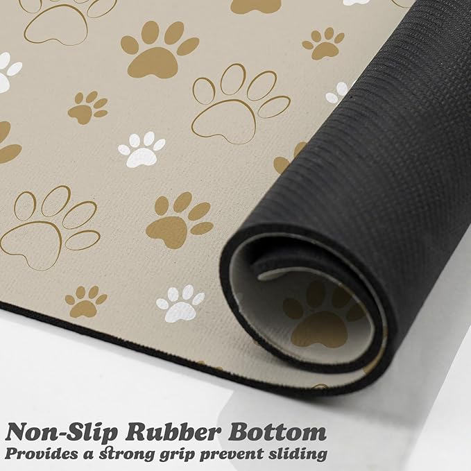 Dog Food Mat, Absorbent Water Bowl Mats Cat Pet Feeding Placemats Beige 17 * 30 inch