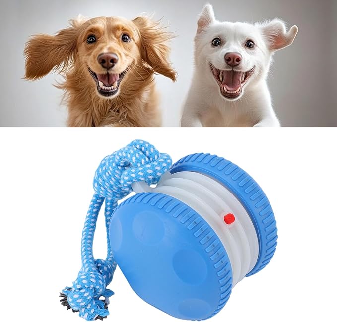 Interactive Dog Toy, Random Electric Automatic Moving and Rolling Ball with Rope, for Small Medium Large Dogs