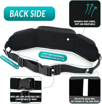 Hands Free Leash with Walking Fanny Pack for Large Medium Small Dogs, Heavy Duty Durable Reflective Waist Bungee for Training, Night Walking Running Jogging Hiking