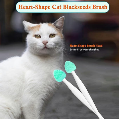 JGocot Cat Grooming Essentials - Black Seed Exfoliating Brush, Soft Silicone Double-Sided Scraper for Chin Acne and Cleaning (4PCS)