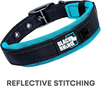 Black Rhino Extra Large Dog Collar - Adjustable Reflective Heavy Duty Dog Collar with Ultra-Soft Neoprene Padding - Weatherproof, Durable, and Comfortable - Ideal for Active Dogs - Pink and Black