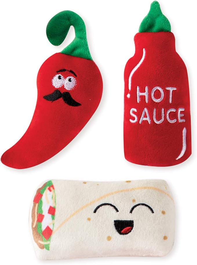 Fringe Studio, Hot & Spicy Small Plush Dog Toy 3PCS Set, PetShop Collection (289435)