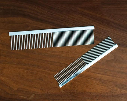 Jeffers Flat Back Pet Grooming Comb – Chrome Plated Steel Comb with Fine & Coarse Teeth for Dogs, Cats, Puppies – Detangling, Deshedding, Dematting Tool for Long or Short Hair - 7.5" L, 1-1/4" teeth