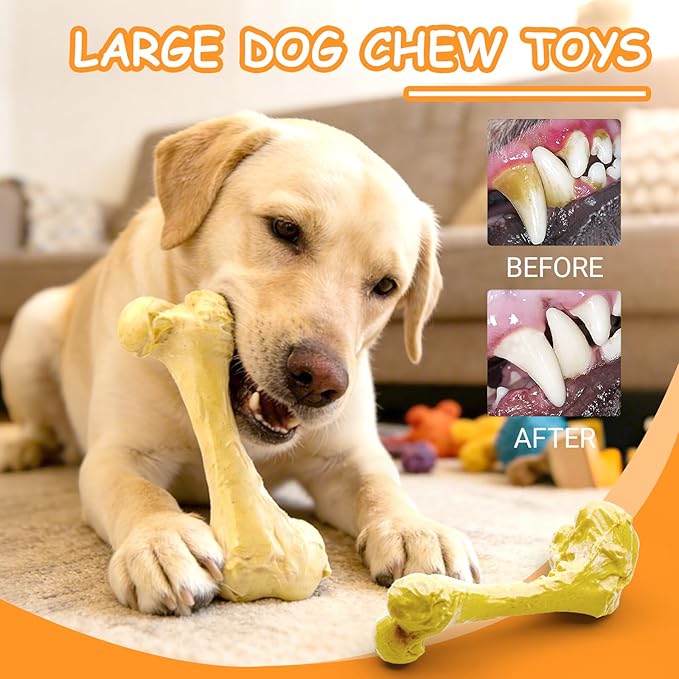 KIMOO Nylon Dog Chew Bone for Long Lasting, Durable Dog Chew Toys for Aggressive Chewers Dogs Treats Bones with Beef Flavor for Large Dogs Over 33 Ibs, 1 Pack