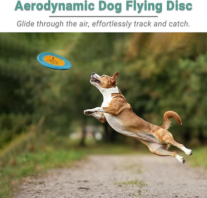 3 Packs Nylon Interactive Dog Flying Disc - Floating Dog Toys for Aggressive chewers - Water Toys for Dogs (Blue and Yellow)