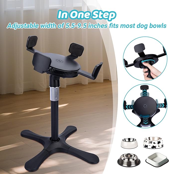 Elevated Adjustable Dog Bowl Feeding Stand, 3 Heights and Tiled Ajudst, Compatible with Moost Feeding Bowls, Great for Medium Large Dogs(Not Bowl 2 Pack Updated)
