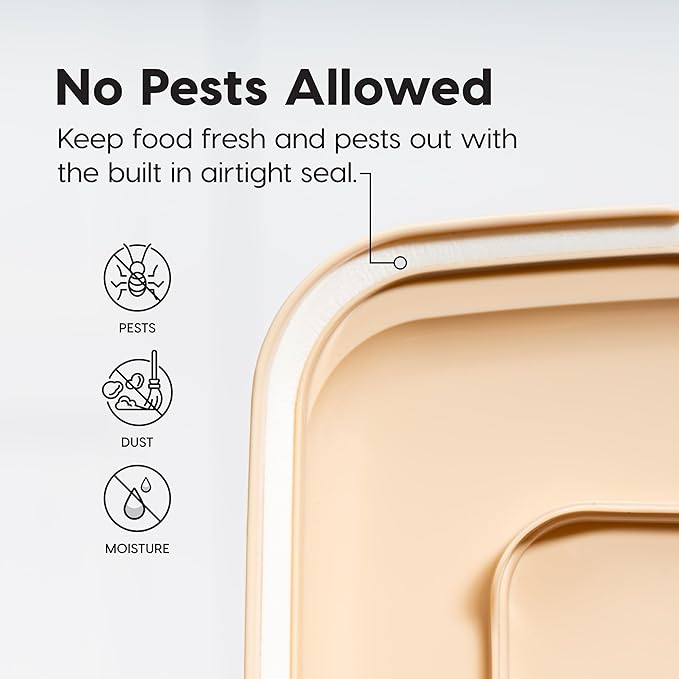 IRIS USA Dog Food Storage Container, Airtight Lid, Up to 13 Pounds Pet Food Storage, Versatile Pet Food Bin, Treats, BPA Free, Almond