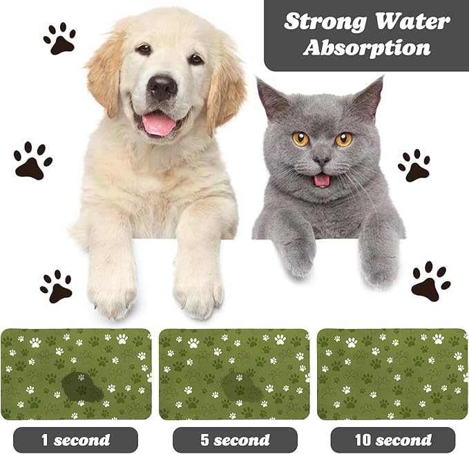 Dog Food Mat, Absorbent Water Bowl Mats Cat Pet Feeding Placemats Dark Green 17 * 30 inch