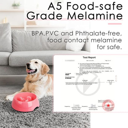 SUPERDESIGN Slow Feeder Dog Bowl 1/2 Cup for Small Medium Breed - Anti-Gulping Healthy Eating Interactive Bloat Stop Alternative Non-Slip Puzzle Cat Food Bowl, Rose Red