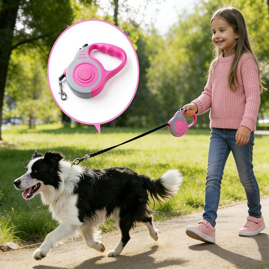 Retractable Dog Leash Lightweight 10/16FT Leash with Non-Slip Handle, for Small Medium Dogs (Gray Pink, 16 FT)