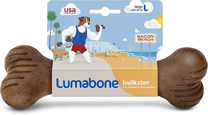 Lumabone Bulkster Durable Chew Toy for Aggressive Chewers, Real Bacon, Made in USA, Large