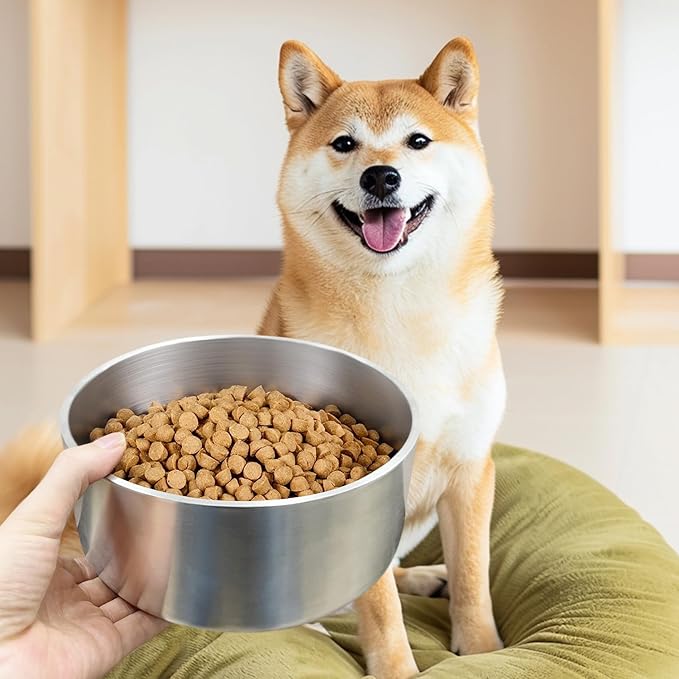 LIANLAI Stainless Steel Dog Bowls, Rust-Resistant Pet Bowls, Non Slip Dog Water Bowl, Versatile Feeding Bowls（64 oz
