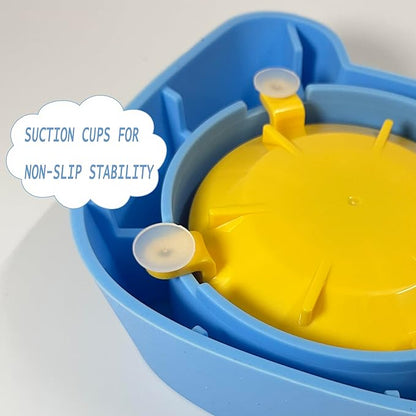 Slow Feeder Dog Bowls for Liquid with Rolling Ball, Interactive Lick Bowl Silicone Non-Slip Licking Slow Feeder Suction Cup for Wet Food, Water & Treats Lick Toy for Dogs Cats (Blue-Plastic)