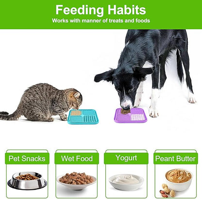 LUKITO 3PCS Lick Mat for Dogs and Cats, Licking Mat with Suction Cups for Anxiety Relief, Cat Peanut Butter Lick Pad for Boredom Reducer, Dog Enrichment Toy, Dog Lick Mat for Bathing Grooming