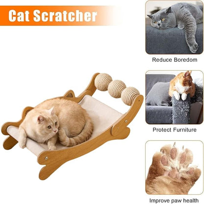 Cat Scratch Pad with Replacement Scratching Felt, Large Cat Scratcher Bed Hammock Lounge for Scratching Pad, Protects Furniture,Kittens Gifts