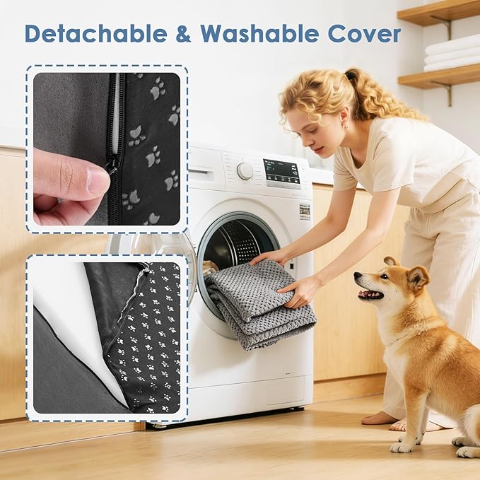 DUMOS Dog Stairs for Small Dogs, 3-Steps Non-Slip Balanced Indoor Foldable Dog Steps with Density Foam & Washable Cover, Cat Puppy Old Pet Stairs for High Bed, Couch, Sofa - Grey, 18" H