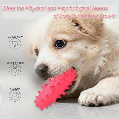 2 Pack Dog Chew Toys, Tough Puppy Teething Toys for Puppies, Soft Foaming Rubber Toys for Small Medium Breed Dogs, Pink