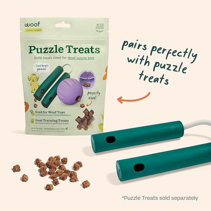 WOOF Nomchucks - Dual Puzzle Feeder Enrichment Dog Toy and Tug Toy with 3 Interactive Zones - Designed with Long-Lasting Nylon Rope and Natural Rubber - Pairs Puzzle Treats