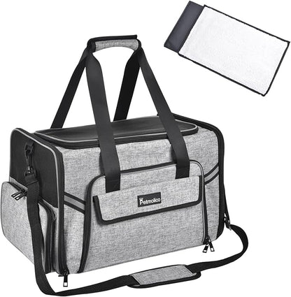 Petmolico Cat Carrier Soft-Sided Pet Bag for Small Medium Cats Puppies 16LBs - Airline Approved Pet Travel Carrier 3 Open Doors (Medium,Grey-X862)