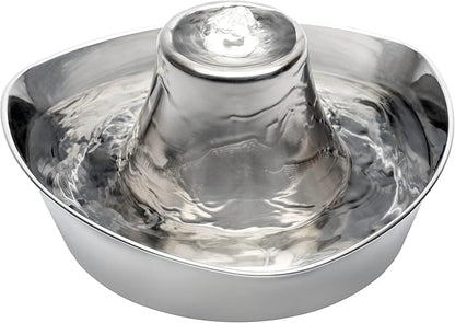 PetSafe Seaside Stainless Steel Cat & Dog Fountain, 60 Oz Water Capacity - 2 Water Filters & 1 Pump Included, Soothing Flow for Pets, Scratch-and Rust-Resistant Material - Quiet Motor
